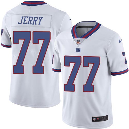 Men's Limited John Jerry Nike Jersey White - #77 Rush NFL New York Giants